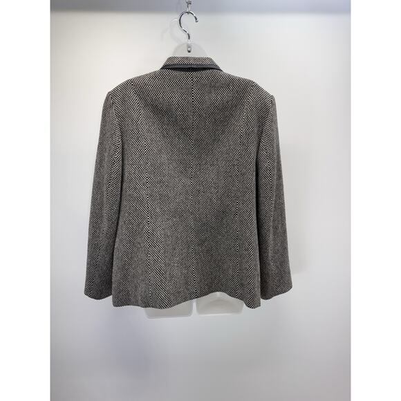 Talbots Black Check Blazer Italian Fabric Wool Silk Blend Tweed Women’s Size 18 - Picture 2 of 7